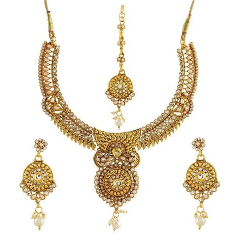 YouBella Gold Plated Pearl Necklace Set/Jewellery Set with Earrings for ...