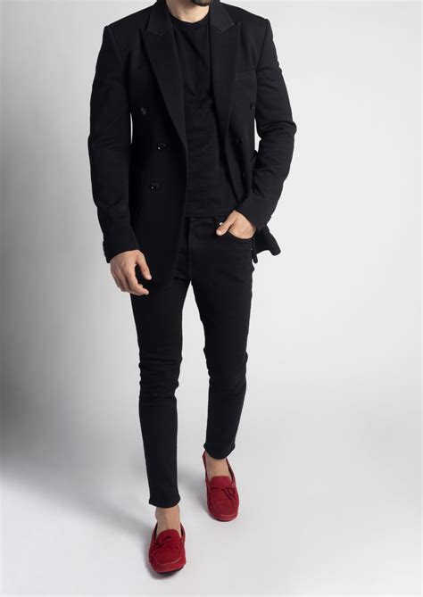 Black Pique Slim Fit Double Breasted Blazer – Tumuh