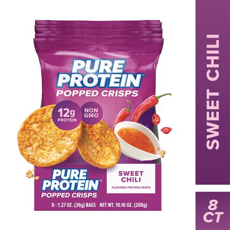 Pure Protein Popped Crisps, Sweet Chili Flavor Chips, 8 Count Box ...