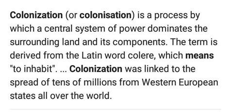 what do you mean by colonisation according to ncrt class 8 - Brainly.in