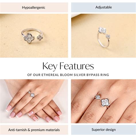 Ring Online - Premium Ethereal Bloom Silver Bypass Ring | Nestasia