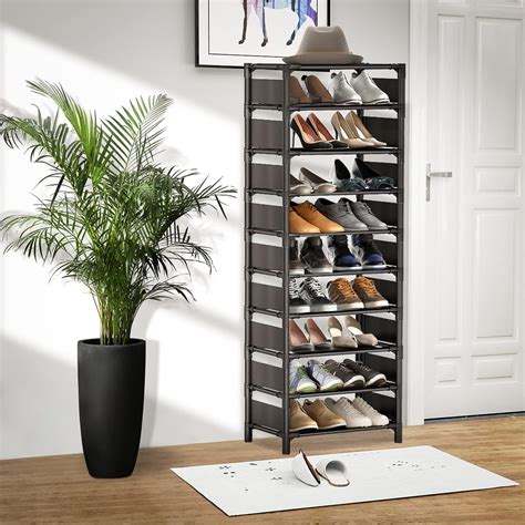 10 Tiers Tall Narrow Shoe Rack Sturdy Stackable Shoe | Ubuy India