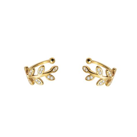 ZIBUYU® Vintage Crystal Leaf Ear Cuffs without Piercing- Gold ...