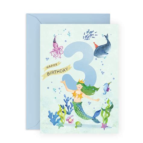 Central 23 3rd Birthday Card Mermaid Birthday Cards For Girls ...