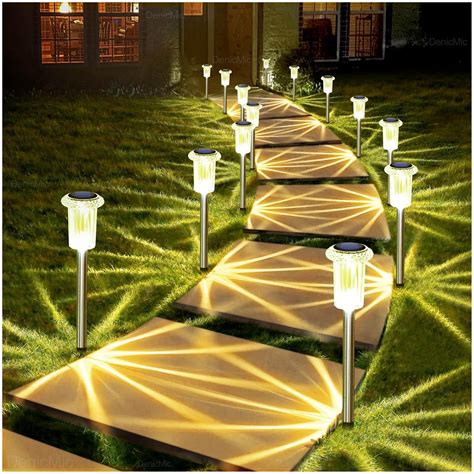 DenicMic Solar Lights Outdoor 10 Pack Waterproof 3000K Warm White LED ...