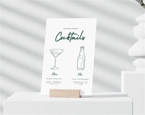 Buy Minimalist Wedding Bar Menu Template | Editable Signature Drink ...