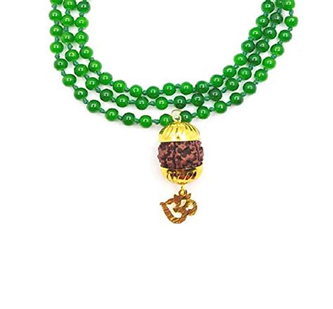 Raviour Lifestyle Mahadev Shiva Om Rudraksha Pendant with Green Hakik ...