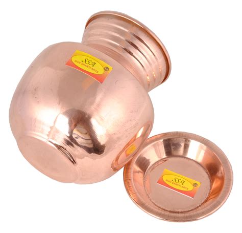 100% Pure Copper Pot | Kalash | Lota with Lid for Puja, Yoga Aayurveda ...