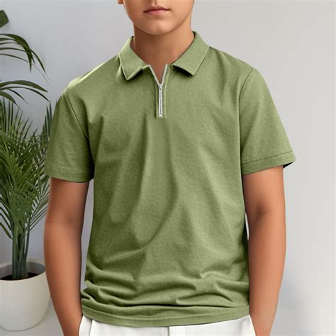 Little Boys' Polo Shirt Army Green Collar Shirt Summer Polo Shirt Short ...