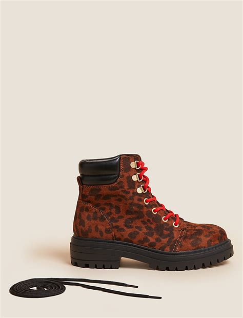 Buy Hiker Leopard Print Flat Ankle Boots at Marks & Spencer