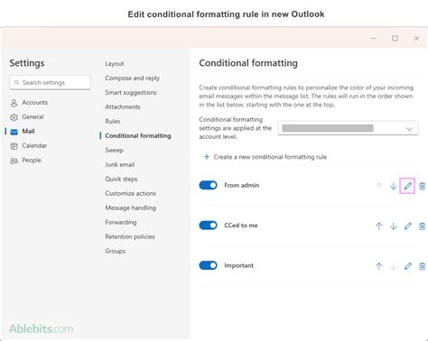 Image result for Conditional Formatting Emails Outlook
