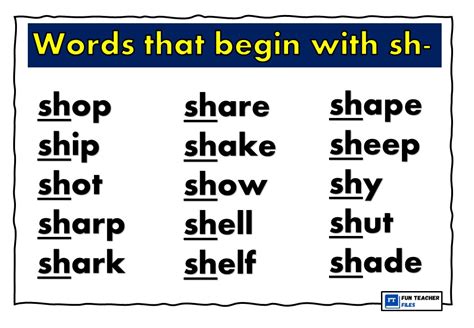 Words that Begin and End in SH - Fun Teacher Files
