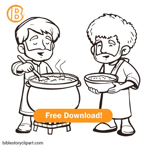 Jacob and Esau Coloring Page - Bible Story Clipart