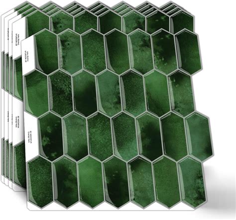 Amazon.com: MOONFUN Long Hexagon Peel and Stick Tiles Backsplash,10 ...