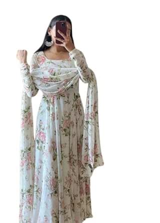 Buy RACHNA ETHNIC CREATION Women's Printed Georgette Regular Fit Full ...