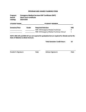 Fillable Online Emergency Medical Technician (EMT) CertificateCalhoun ...