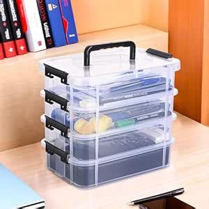 Kuber Industries 4-Layer Transparent Stackable Storage Box with Lid ...