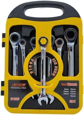 Drumil GEAR WRINTCH SET 7-Piece Ratchet Wrench Spanner Set with Bending ...