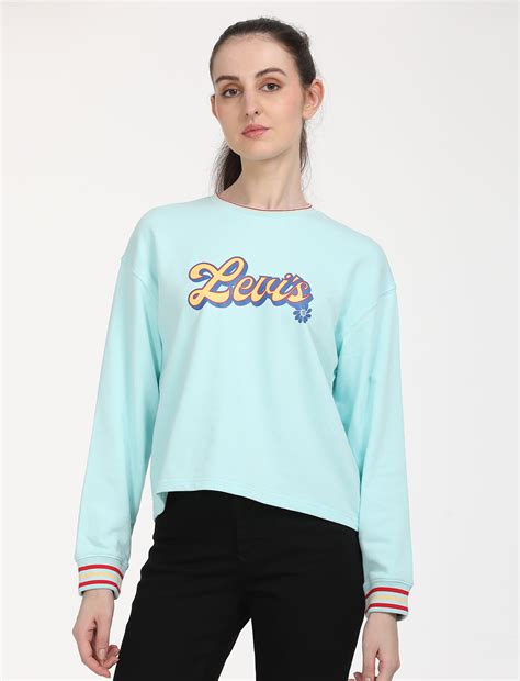 Women's Brand Logo Light Blue Crew Neck Sweatshirt – Levis India Store