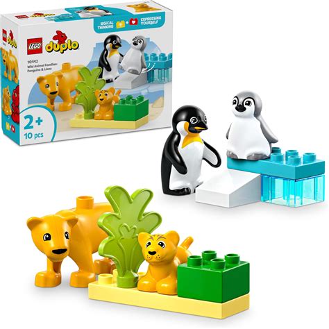 LEGO DUPLO Town Wild Animal Families: Penguins & Lions Imagination Toy ...