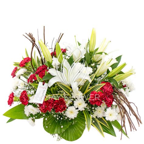 Crimson Blossoms Basket of Flowers – May Flower