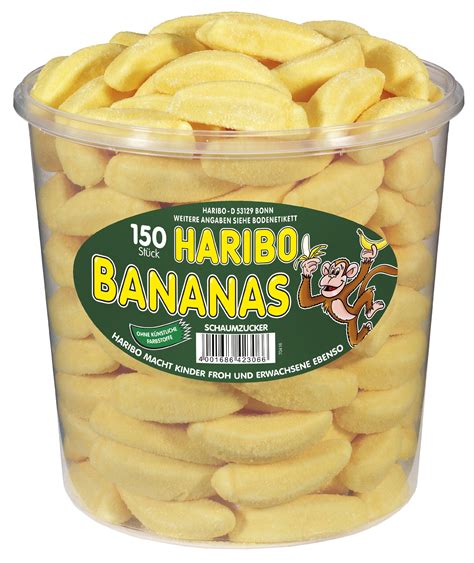Buy HARIBO Candy | HARIBO Bananas Foam Sugared | Pack of 150 HARIBO ...