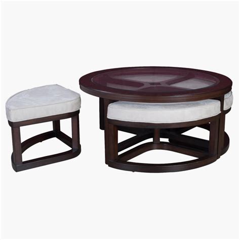 Buy Malmo Coffee Table with Stools- 1+4 Pcs. - Brown from Home Centre ...