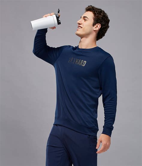 Men Slim Fit Crew Neck Sweatshirt with Elasto Plus