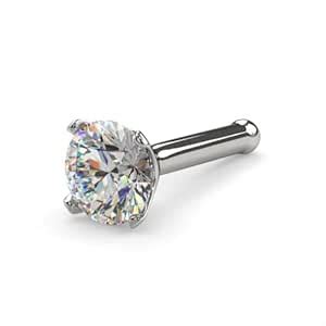 Buy FreshTrends Diamond Nose Stud 14K White Gold Nose Ring Bone | Real ...