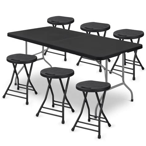MoNiBloom 7 Pieces 6 FT Folding Table and Chair Set, Card Table with ...