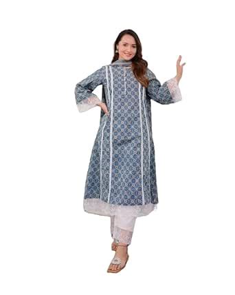 Buy Women Rayon prined Aline Pakistani Suit with matching pant and mal ...