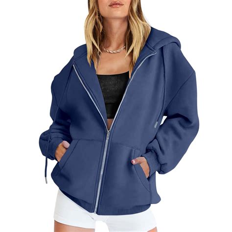 Dyfzdhu Women's Zip up Hoodie, Oversized Sweatshirt with Pockets ...