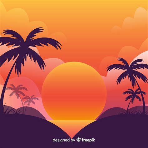 Steigungsstrandsonnenunterganglandschaft | Kostenlose Vektor