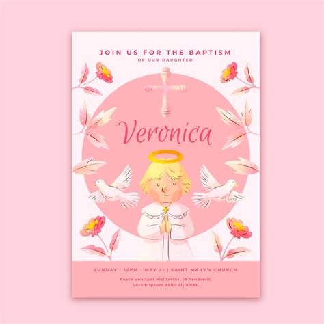 Sjabloon voor uitnodiging voor babydoopposter | Gratis Vector