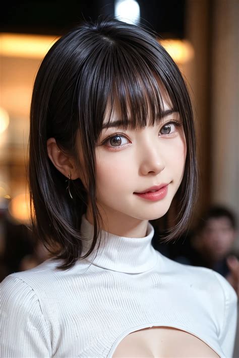 A close up of a woman with a white top and a black hair - SeaArt AI