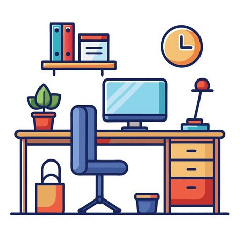 Modern office workspace vector illustration of a minimalist office ...