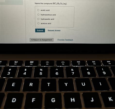 Solved Name the compound HC2H3O2 (aq).acetic | Chegg.com