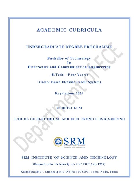 B.Tech. ECE Curriculum 2021: Undergraduate Degree Programme - Studocu