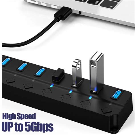 USB 3.0 Power Adapter 4/7 Port Multi USB Splitter Hub with 2.0 USB ...