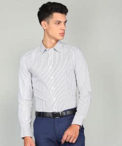 LOUIS PHILIPPE Men Striped Formal Grey Shirt - Buy LOUIS PHILIPPE Men ...