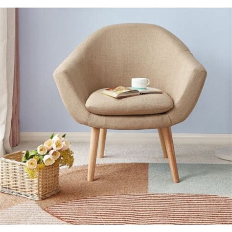 全友家居 户外单椅子 棉麻布艺靠椅躺椅 现代简约休闲椅咖啡单人椅子DX106010 单人椅(卡其色)