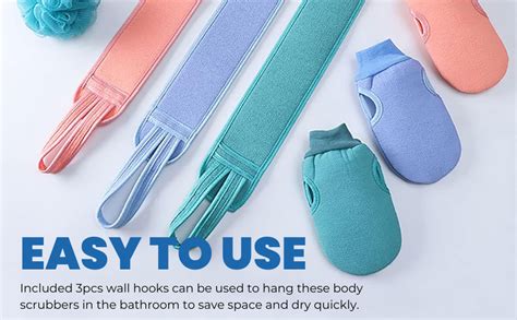 Adaamya® 3PCS Unisex Bathing Exfoliating Set Back Scrubber, Sponge ...