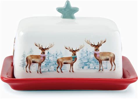 Cooksmart British Designed Christmas Ceramic Butter Dish with Lid ...