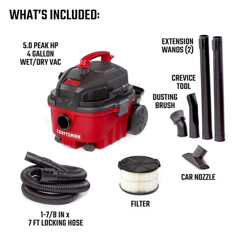 Snapklik.com : Craftsman CMXEVBE17040 4 Gallon 5.0 Peak HP Wet/Dry Vac, Portable Shop Vacuum