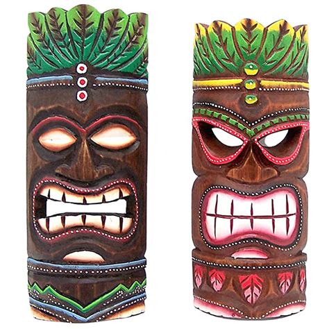 12" Classic Tiki Masks - Tropical Tiki Decor - California Seashell Co