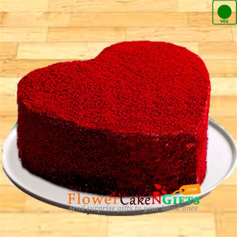 Send Online Half Kg Eggless Red Velvet Heart Cake Order Delivery ...