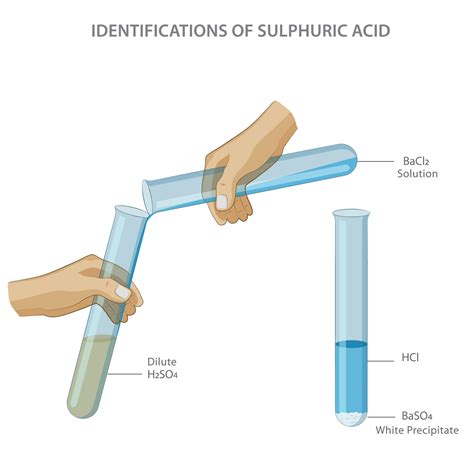 Sulfuric acid can be identified through a barium chloride test, which results in a white ...