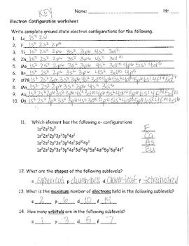 Image result for Electron Configuration Worksheet Answer Key