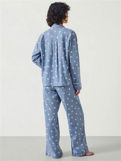 HUSH Luella Polka Dot Pyjama Set, Blue/Multi
