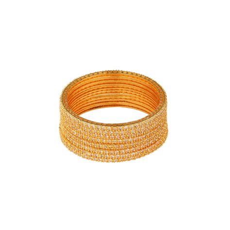 Solitaire 8 Bangles – 22k Gold Plated Grace – Rangrez